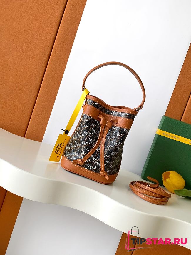 Goyard Petit Flot Mini – Bucket Bag Chevron Canvas In Brown - 1