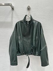 Loewe wide-leg motorcycle leather jacket in green - 1