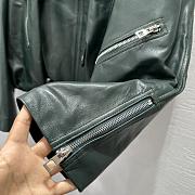 Loewe wide-leg motorcycle leather jacket in green - 6