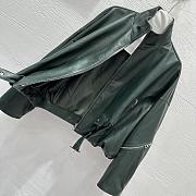 Loewe wide-leg motorcycle leather jacket in green - 5