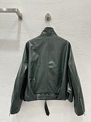 Loewe wide-leg motorcycle leather jacket in green - 3