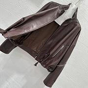 Loewe wide-leg motorcycle leather jacket in burgundy - 3