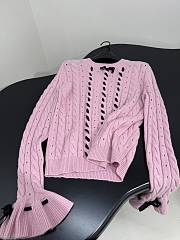Valentino Wool Ruffle Sleeve Sweater In Pink - 6