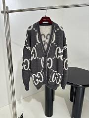 Gucci Reversible GG Mohair Wool Cardigan In Dark grey & off-white - 1
