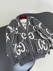 Gucci Reversible GG Mohair Wool Cardigan In Dark grey & off-white - 5