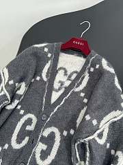 Gucci Reversible GG Mohair Wool Cardigan In Dark grey & off-white - 2