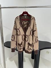 Gucci Reversible GG Mohair Wool Cardigan In Beige & Brown - 1