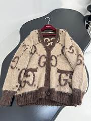Gucci Reversible GG Mohair Wool Cardigan In Beige & Brown - 6