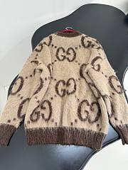 Gucci Reversible GG Mohair Wool Cardigan In Beige & Brown - 3