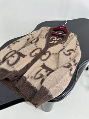 Gucci Reversible GG Mohair Wool Cardigan In Beige & Brown - 4