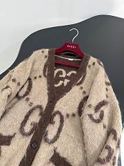 Gucci Reversible GG Mohair Wool Cardigan In Beige & Brown - 2
