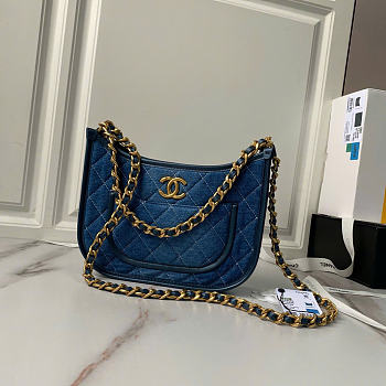 Chanel Denim Hobo Bag Gold Hardware