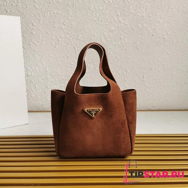 Prada Suede Leather Tote Bag 1BA349 18x16x10cm - 1