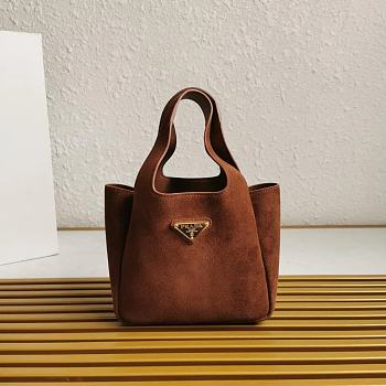 Prada Suede Leather Tote Bag 1BA349 18x16x10cm