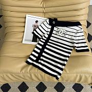 Chanel shoulder ribbon knit short-sleeved top - 1