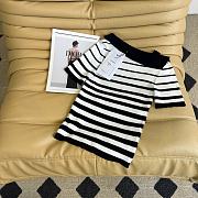 Chanel shoulder ribbon knit short-sleeved top - 2