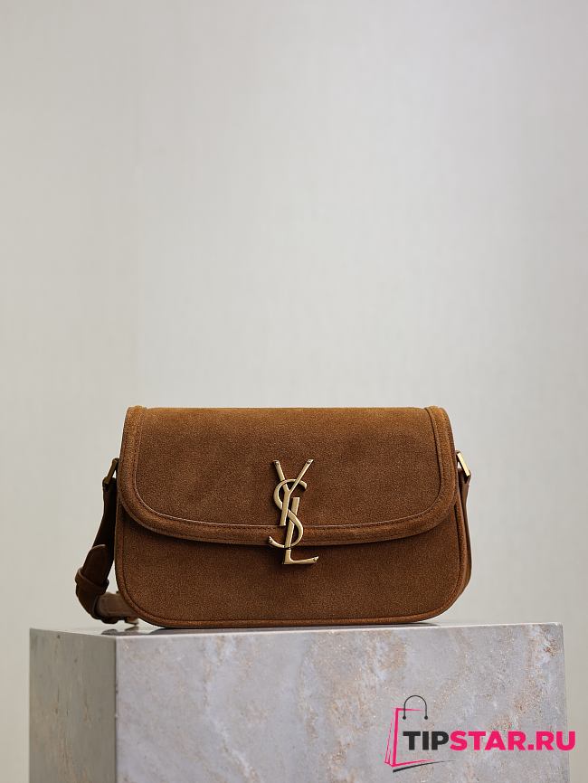 Ysl SAINT LAURENT Solferino small suede shoulder bag in brown - 1