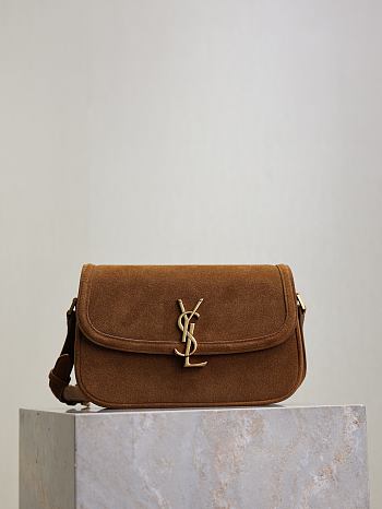 Ysl SAINT LAURENT Solferino small suede shoulder bag in brown