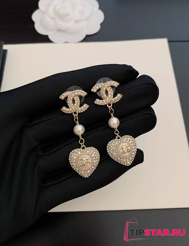 Chanel full diamond heart earrings - 1