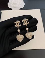 Chanel full diamond heart earrings - 3