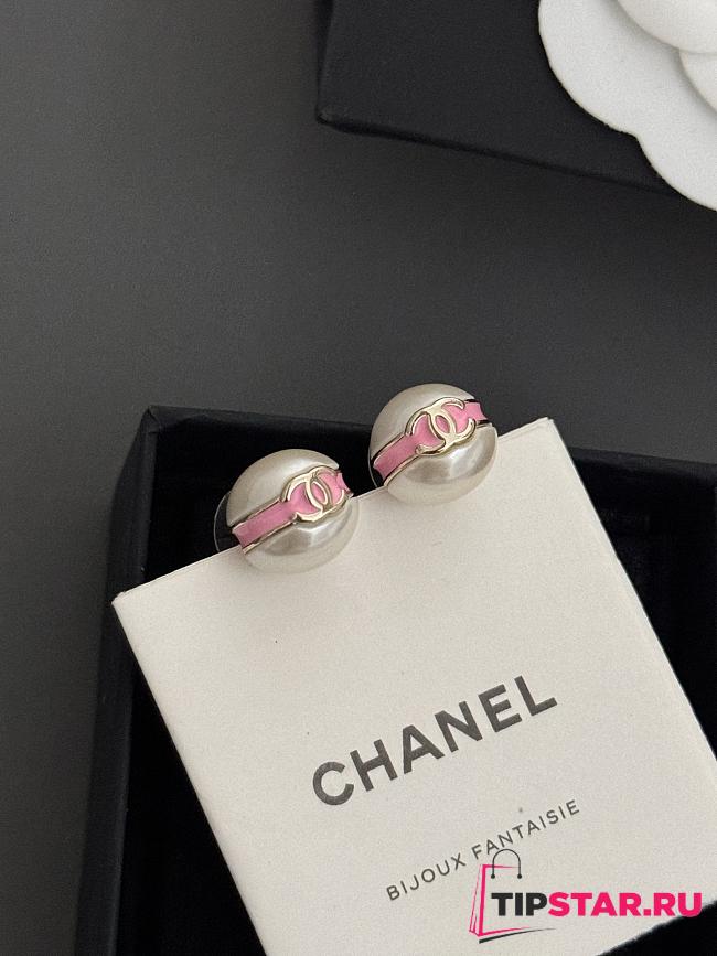 Chanel pink pearl earrings - 1