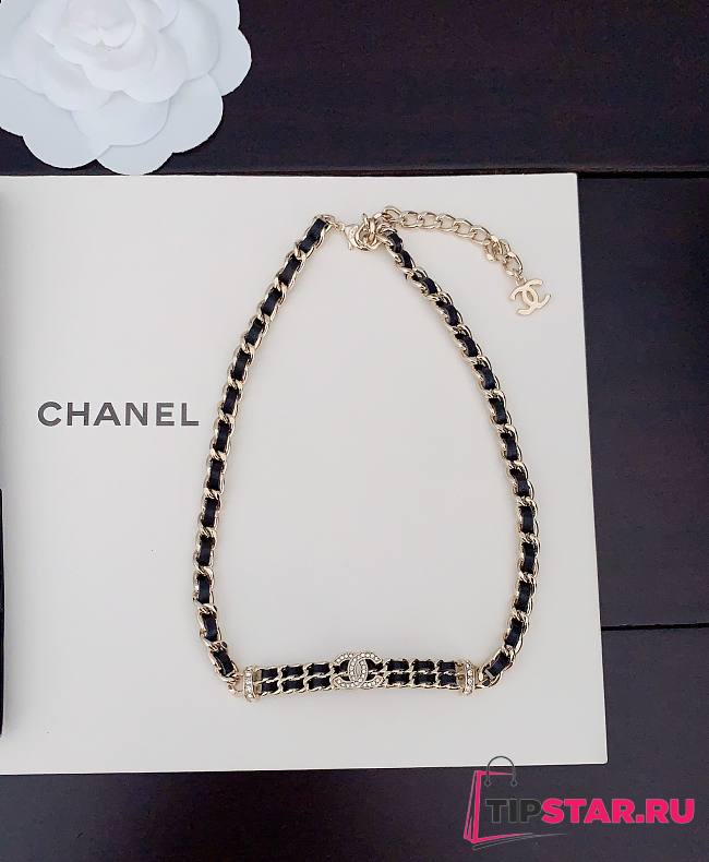 Chanel black leather necklace - 1