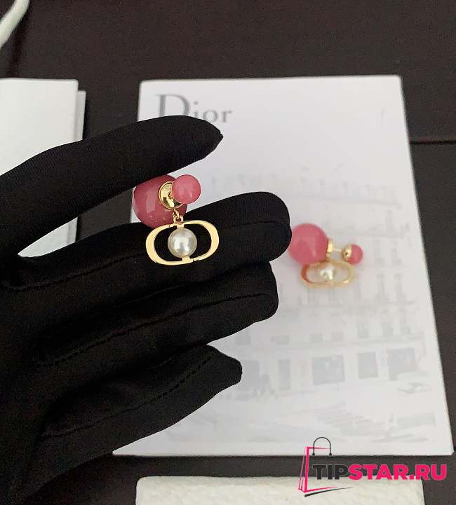 Dior pink large and small pearl earrings - 1