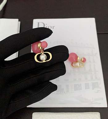Dior pink large and small pearl earrings