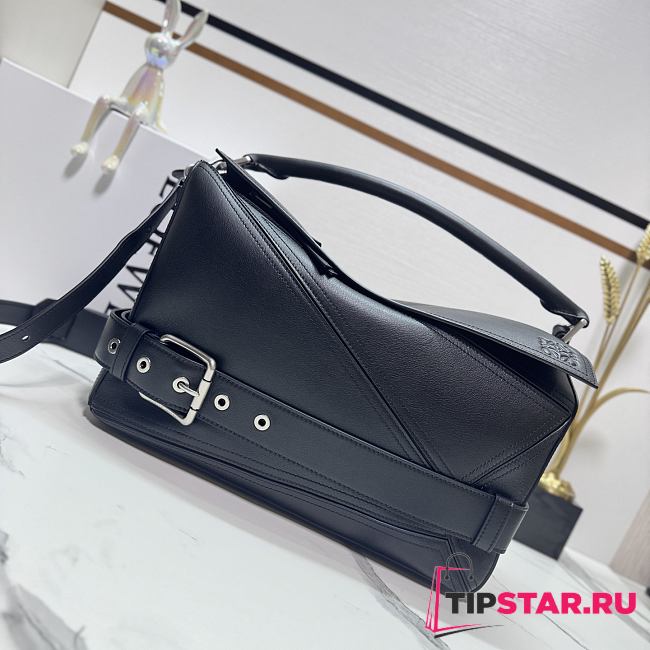 Loewe Large Puzzle Biker bag in shiny calfskin Black - 1