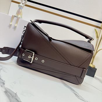 Loewe Large Puzzle Biker bag in shiny calfskin Brown