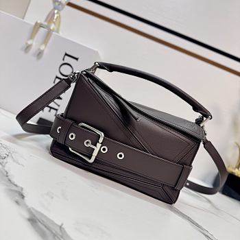 Loewe Small Puzzle Biker bag in shiny calfskin Brown