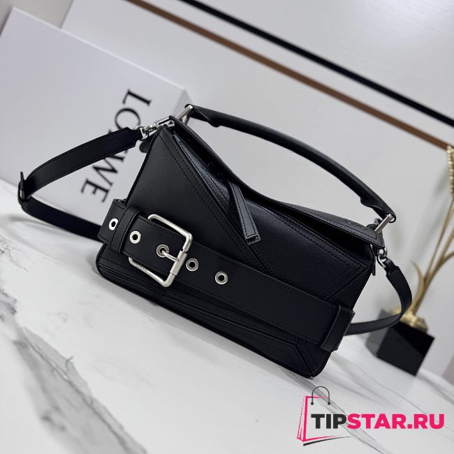Loewe Small Puzzle Biker bag in shiny calfskin Black - 1