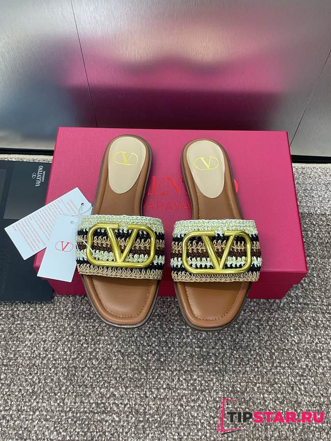 Valentino Logo Metal Buckle Block Sandals - 1