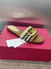 Valentino Logo Metal Buckle Block Sandals - 5