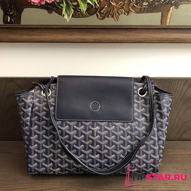 Goyard Goyardine Rouette PM Shoulder Bag Leather Navy Blue - 1