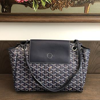 Goyard Goyardine Rouette PM Shoulder Bag Leather Navy Blue