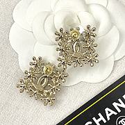 Chanel Gold Flower Hollow Double C Square Stud Earrings - 5