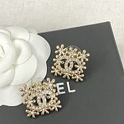 Chanel Gold Flower Hollow Double C Square Stud Earrings - 4