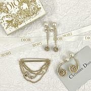 Dior Pearl Hollow Rhinestone Flower Ball Earrings - 2