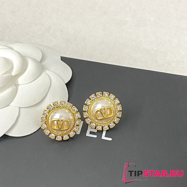 Valentino full diamond pearl earrings - 1