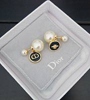 Dior large and small pearl black round CD earrings - 5