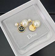Dior large and small pearl black round CD earrings - 4