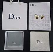 Dior large and small pearl black round CD earrings - 2