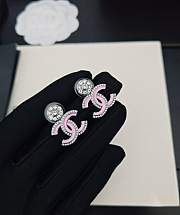 Chanel gun black and white diamond pink cc earrings - 3