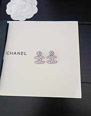 Chanel gun black and white diamond pink cc earrings - 2