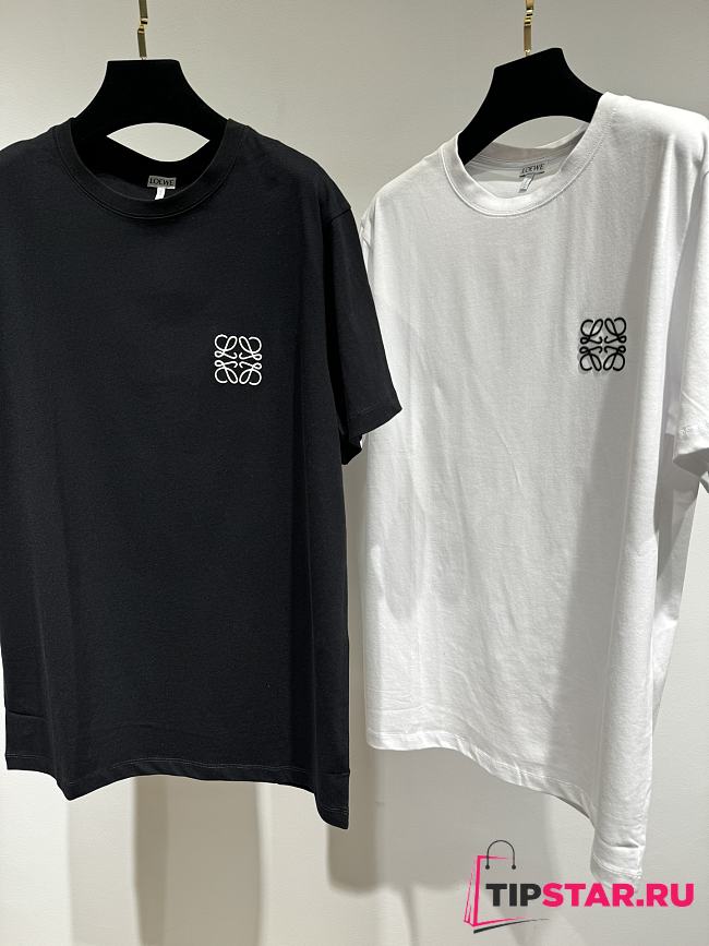 Loewe classic embroidered logo short-sleeved T-shirt black/ white - 1
