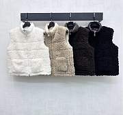 Moncler Teddy Plush Zipper Down Vest In Beige - 6