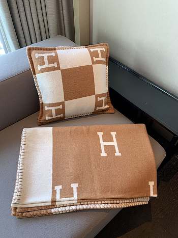Hermes Blanket & Pillow In Brown