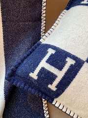 Hermes Blanket & Pillow In Navy Blue - 5