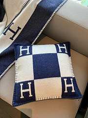 Hermes Blanket & Pillow In Navy Blue - 4